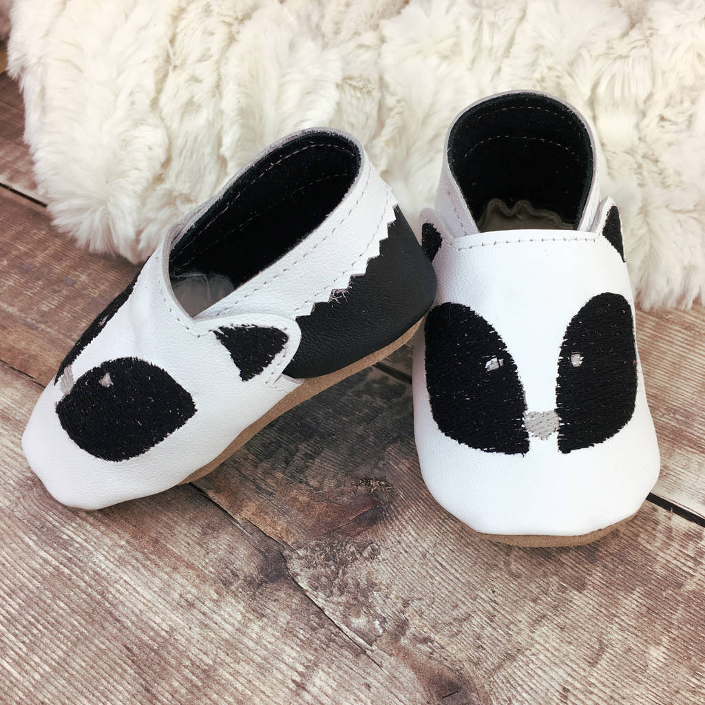 Personalised Badger Baby Shoes, 1 of 3