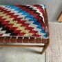 Oblong Ikat Velvet Cushion Multi Zigzag, thumbnail 3 of 9