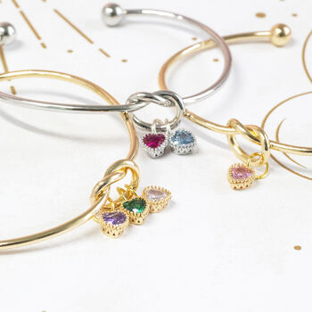 Friendship Knot Bangle With Birthstone Hearts, 2 of 10