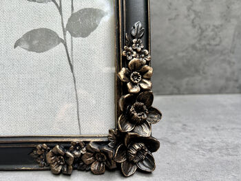Floral Black And Gold Aged Photo Frame Freestanding 6x4, 10 of 10