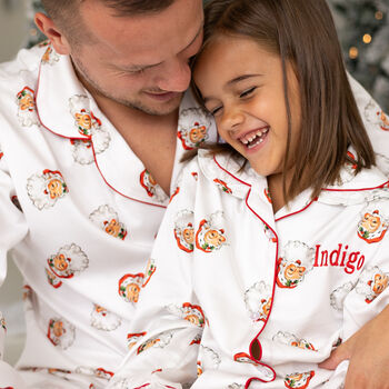 Personalised Matching Family Christmas Santa Print Pyjamas, 4 of 12