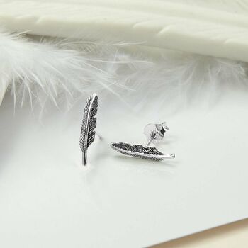 Sterling Silver And Gold Tiny Feather Stud Earring Pack, 2 of 4