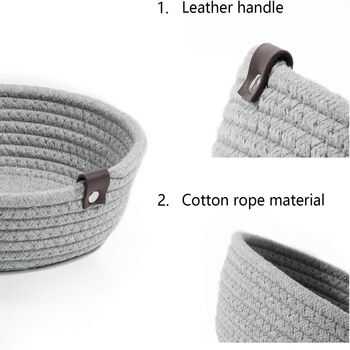 Pack Of Three Grey Small Woven Storage Basket, 4 of 4
