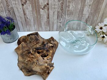 Large Driftwood Molten Glass Bowl Fruit Nuts Food Bowl Handmade Decor 24 28cm, 3 of 9