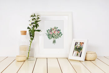 Bespoke Custom Wedding Bouquet Illustration Print, 2 of 7