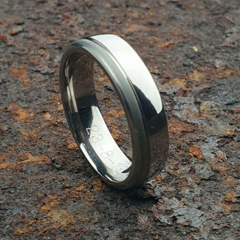 Men's Titanium Wedding Ring With Personalisation, 2 of 7