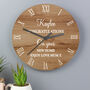 Personalised Free Text Wood Effect Round Wall Clock, thumbnail 2 of 6