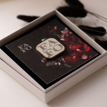 Fafo Square Enamel Pin Black Or White, 6 of 12