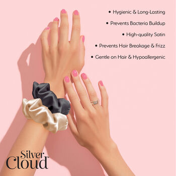 Silver Cloud Mixed Satin Scrunchies Double Pack, 4 of 5