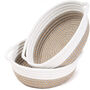 Pack Of Two Small Cotton Rope Baskets Grey Jute, thumbnail 3 of 4