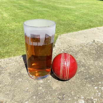 Cricket Batsmen Etched Pint Glass, 3 of 7