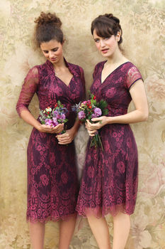 Bespoke Bridesmaid Dresses In Rosewood Lace, 3 of 7