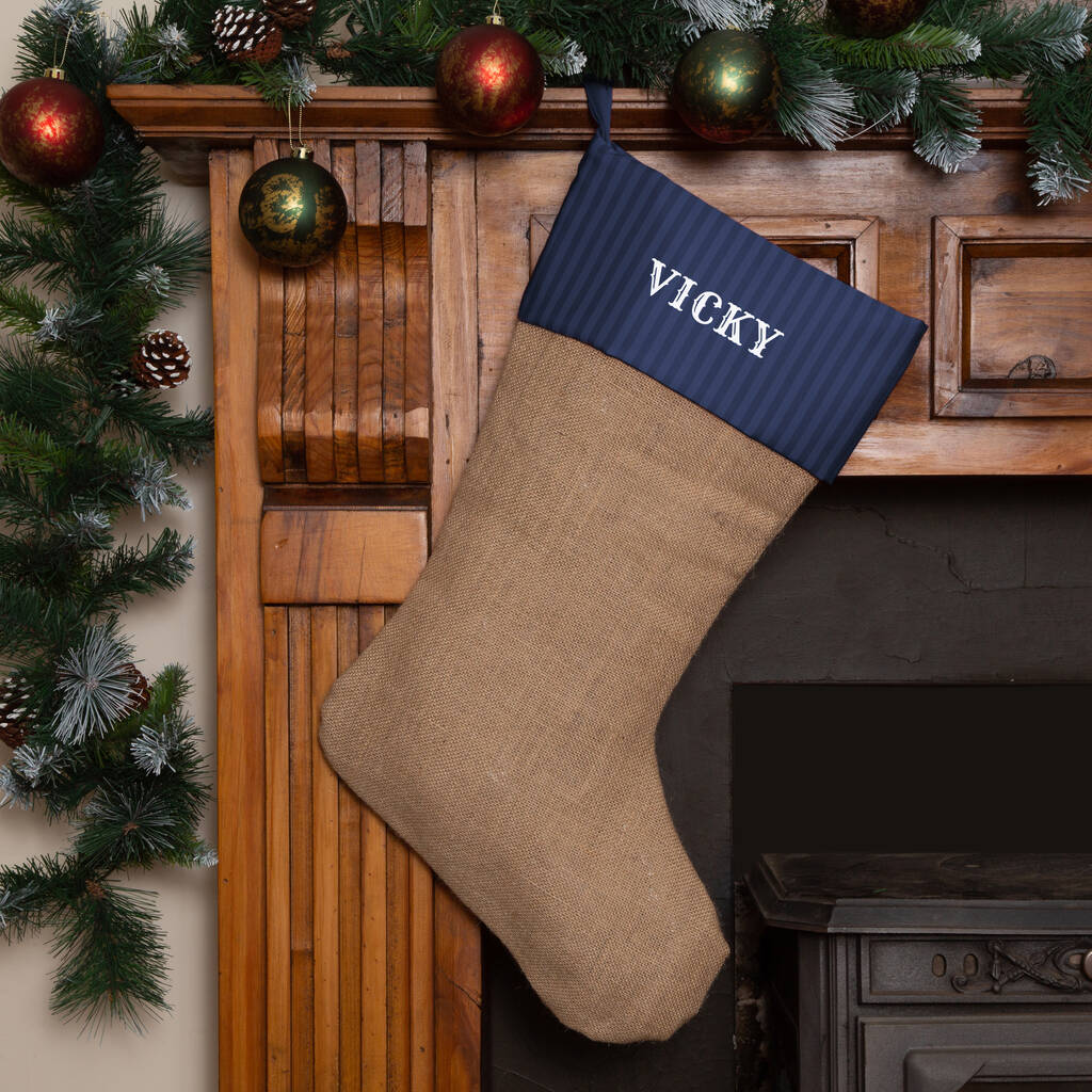 Personalised Reversible Hessian Christmas Stocking, 1 of 6