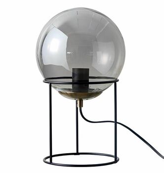 Smoked Glass Sphere Table Lamp With Black Tripod, 2 of 2