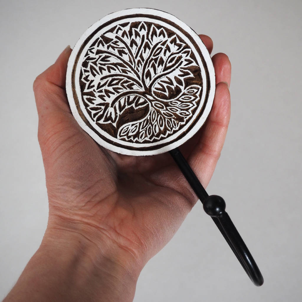 Carved Mango Wood Tree Of Life Wall Hook By Paper High
