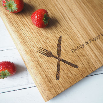 Personalised Solid Oak Chopping Board And iPad Stand, 5 of 6