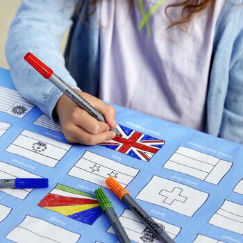 Colour In World Flags Tablecloth Kit + 10 Pens, 4 of 5