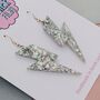 Silver Glitter Lightning Bolt Earrings Small And Large, thumbnail 2 of 10