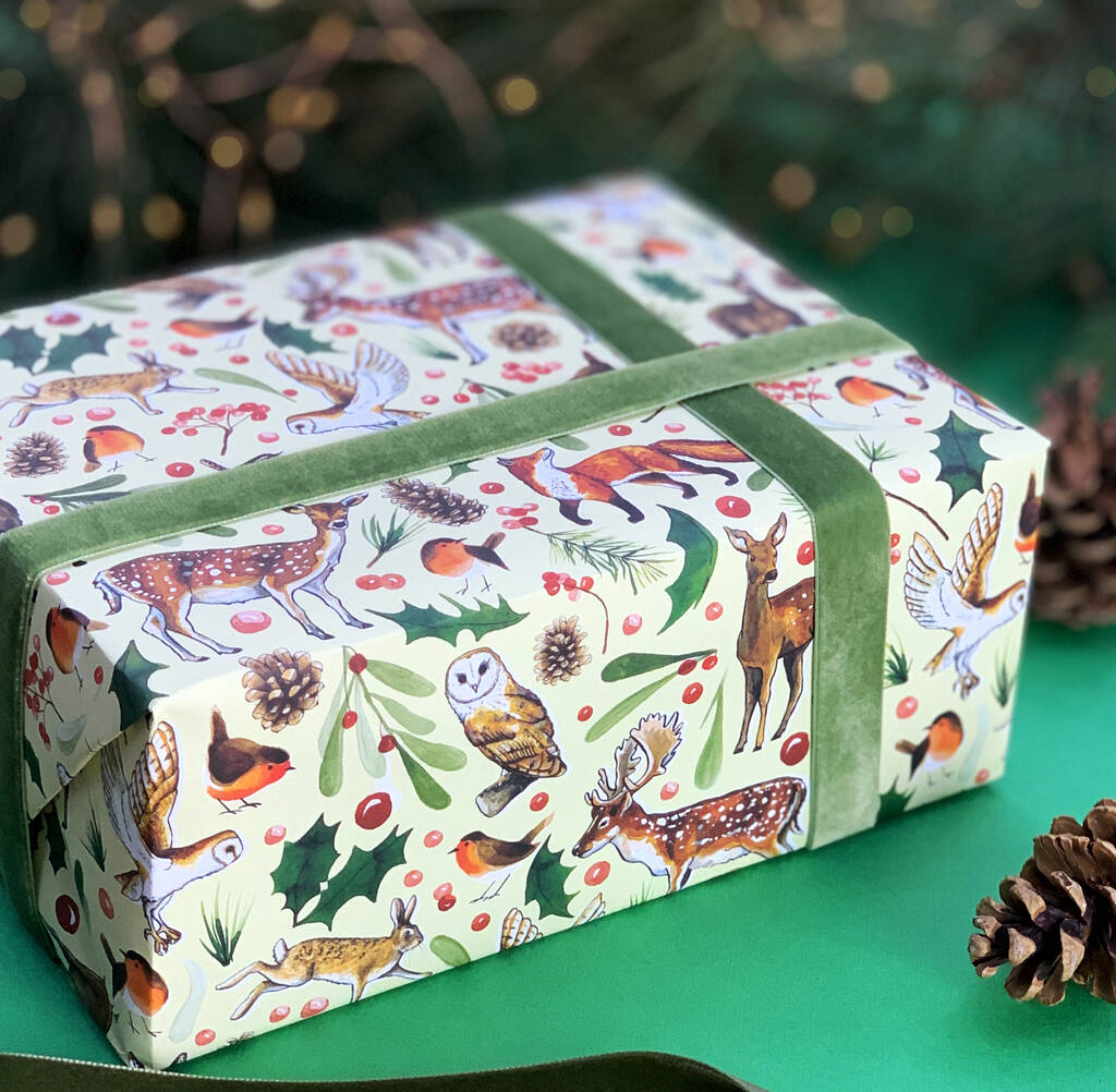 Woodland Animals Christmas Gift Wrap, 1 of 10