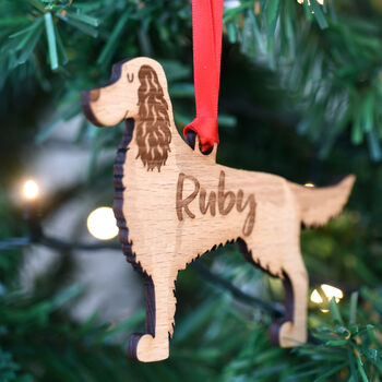 Personalised Irish Setter Wooden Dog Xmas Decoration, 5 of 7