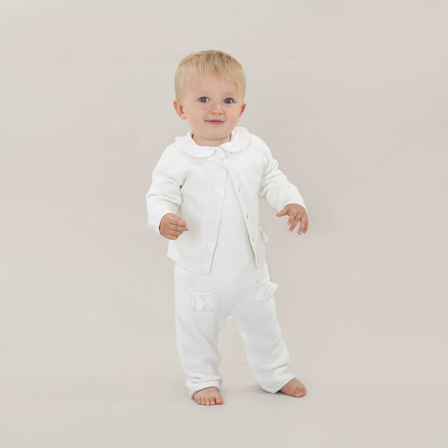 Baby Boy Four Piece Knitted Christening Outfit By Chateau de Sable ...