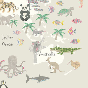 Floral Animal World Map Print, 7 of 8