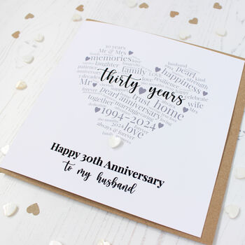 Personalised 30th Pearl Wedding Anniversary Card, 6 of 8