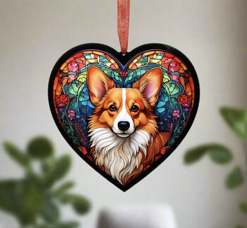 Corgi Stained Glass Effect Heart Suncatcher, 2 of 6