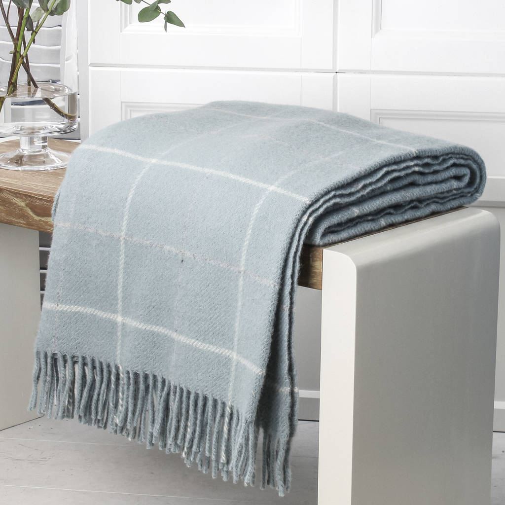 duck egg check wool throw by marquis & dawe