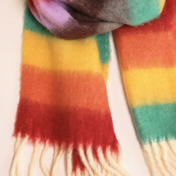 Rainbow Thick Stripe Winter Scarf, 5 of 5