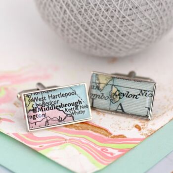 Personalised Rectangle Map Cufflinks, 3 of 5