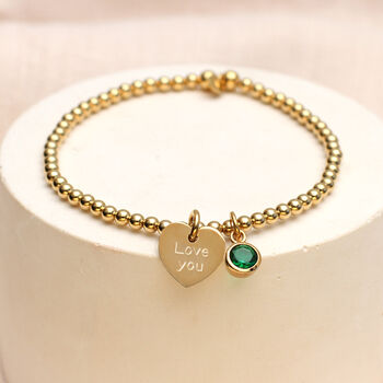 Personalised Gold Plated Birthstone And Charm Ball Bracelet, 2 of 3