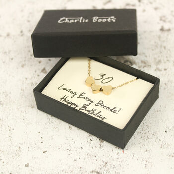 30th Birthday Hearts Necklace, A Heart For Every Decade, 3 of 10