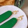 Clip On Earrings Art Deco Small Green Fountain, thumbnail 5 of 7