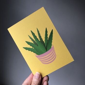 Set Of Six Mixed Design Aloe Vera Print Notecards, 3 of 5