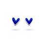 Mini Heart Studs With Sapphire Enamel, thumbnail 1 of 3