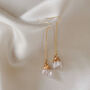 Gold Tone Raw Quartz Dangle Drop Earrings, thumbnail 1 of 3