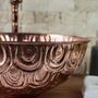 Hand Engraved Copper Vanity Sink, Copper Floral Handcrafted Basin, thumbnail 4 of 6