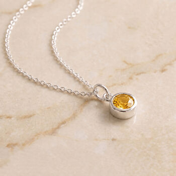 Personalised Sterling Silver November Birthstone Citrine Pendant Necklace, 2 of 9