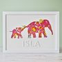 Personalised Baby Elephant And Mother Artwork, thumbnail 1 of 12