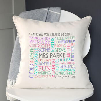 Personalised Thank You Teacher Word Art Cushion, 2 of 2