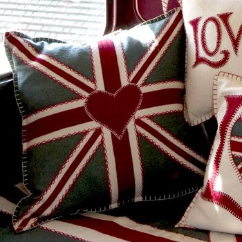 Large Union Jack Cushion In Hand Embroidered Wool, 4 of 5