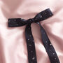 Navy Star Print Silk Tess Hair Ribbon, thumbnail 2 of 3