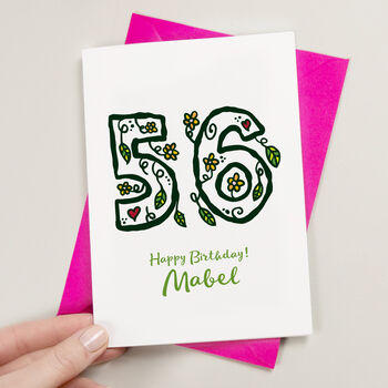 Floral Any Age Personalised Birthday Card, 2 of 3