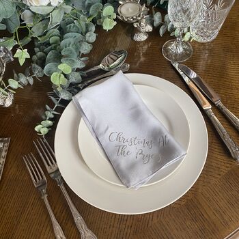 Personalised Reusable Silver And White Napkin Set, 3 of 10