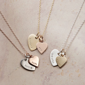 Personalised Solid Gold Double Heart Charm Necklace, 11 of 11