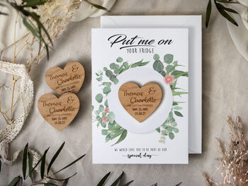 Botanical Save The Date Heart Magnet Cards, 3 of 9