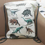 Personalised Dinosaur School Drawstring Backpack, thumbnail 2 of 2