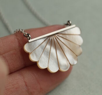 Art Deco Mother Of Pearl Scallop Necklace, 3 of 5