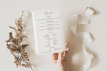 Wedding Table Menu In Pastel Peach Pink White Florals, 3 of 4